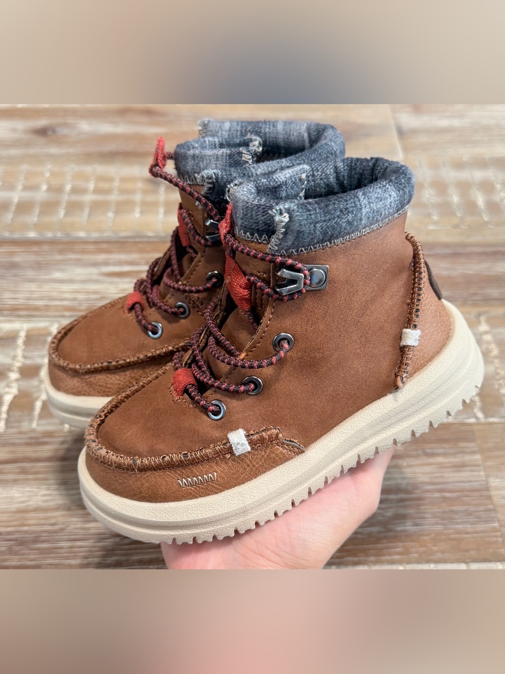 Hey Dude Bradley Classic Kids Boots Cognac Toddler Size C8
